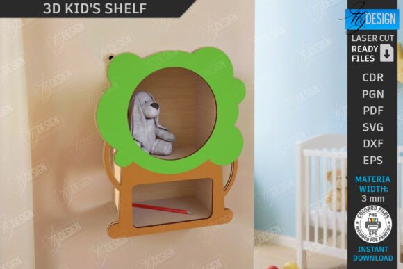 3D Kids Shelf Laser Cut: Nursery Decor & Book Rack