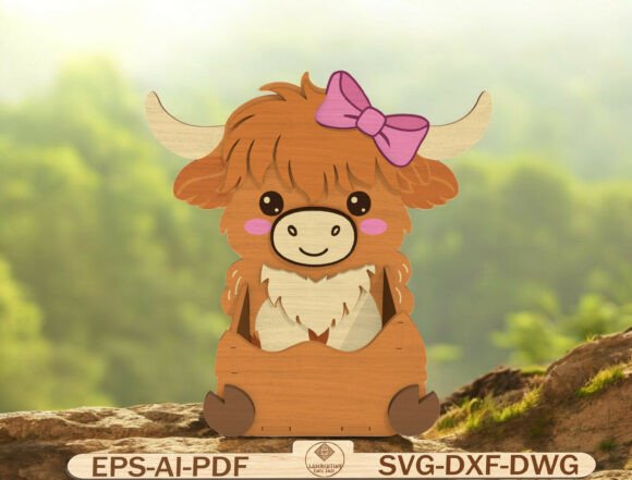 Adorable Highland Cow SVG for Laser Cutting