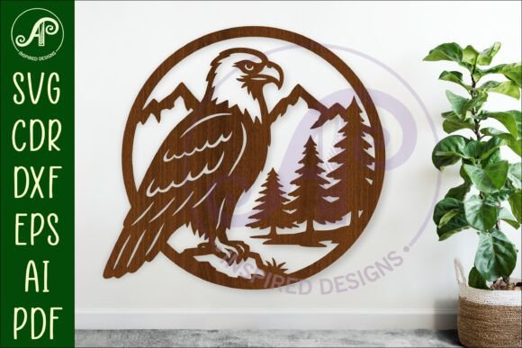 Bald Eagle Mountain Scene Wall Sign Svg