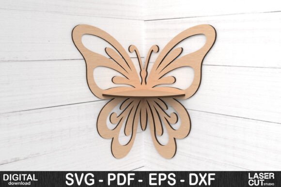 Butterfly Corner Shelf SVG for Laser Cutting Projects