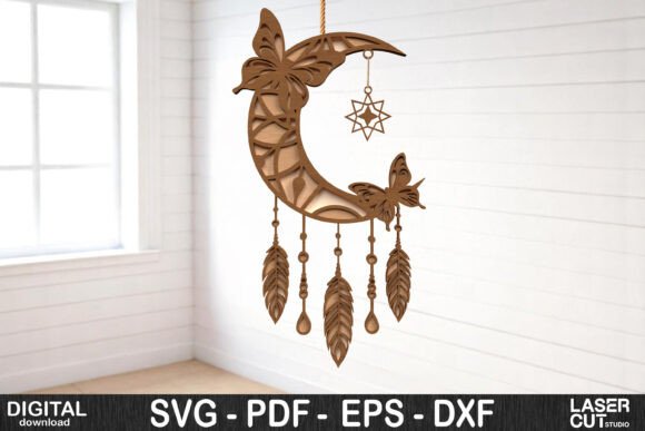 Butterfly Crescent Moon Dreamcatcher SVG
