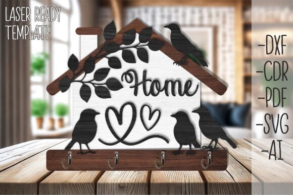 Charming Birdhouse Key Holder SVG Laser Cut File