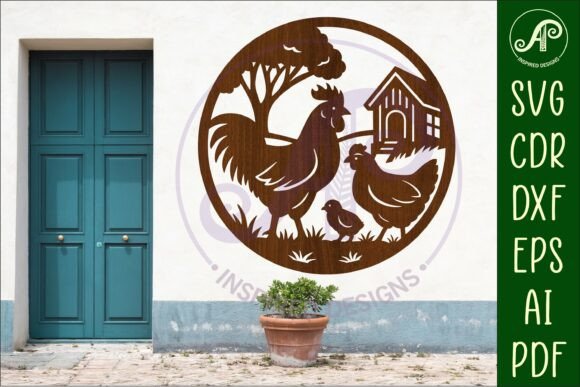 Chicken and Rooster Farm Scene Wall Sign