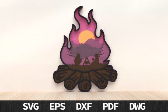 Couple Camping Fire Layered Art SVG: Perfect for Creative Projects