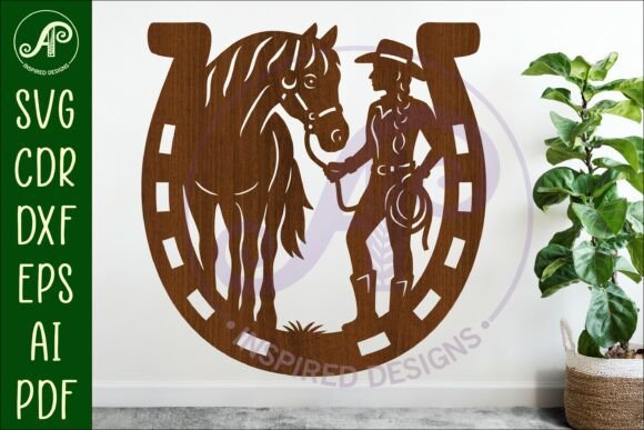 Cowgirl and Horse Wall Sign Svg Laser for Your Home