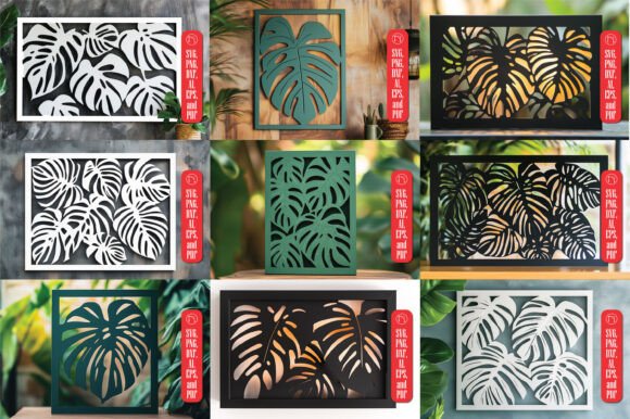 Elegant Laser Cut Monstera Wall Art SVG Bundle