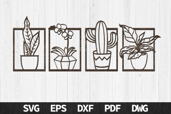 Elegant Minimalist Potted Plants Wall Art for Modern Spaces