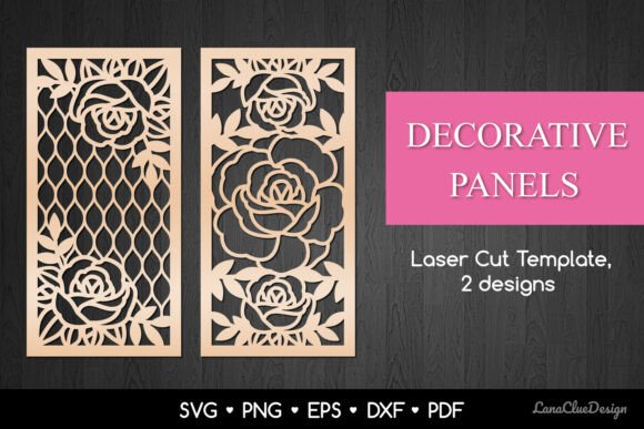 Elegant Rose Panels: SVG Decor for Home & Crafts