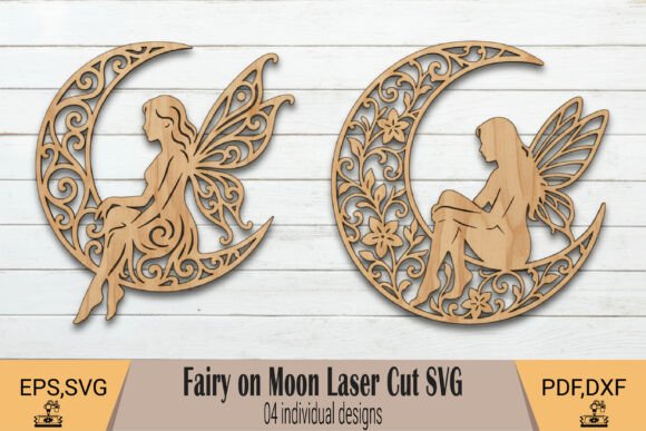Fairy on Moon Laser Cut SVG
