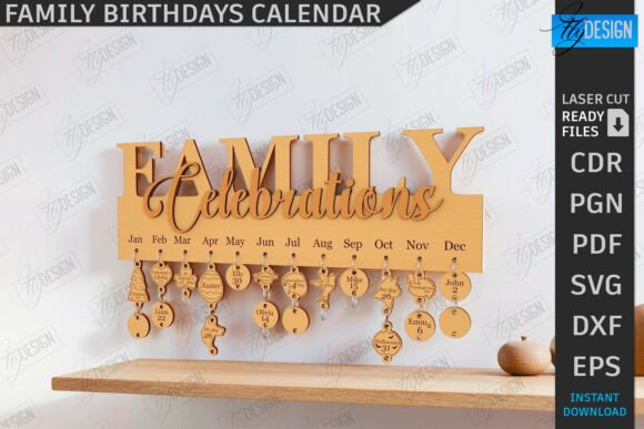 Family Birthdays Wall Calendar Laser Cut