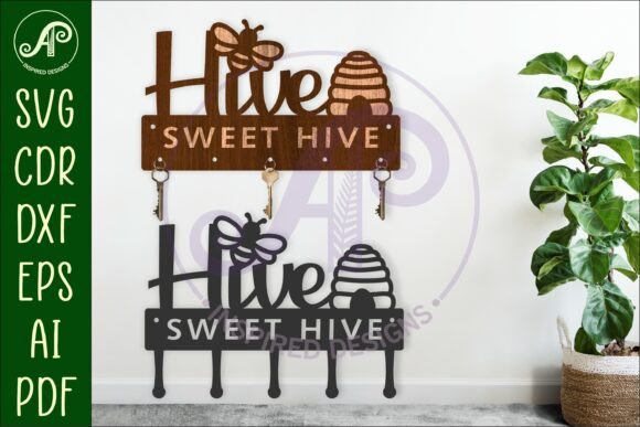 Hive Sweet Hive Bee Key Holder Designs for Laser Cutting
