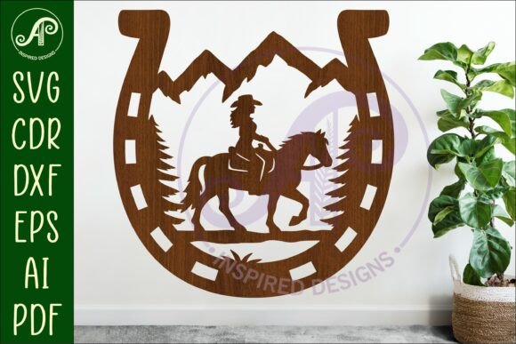 Horse Shoe Cowgirl Wall Sign: A Western Art SVG for Your Laser Cutter