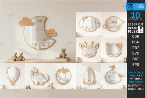 Kids Room Wall Mirror Laser Cut Bundle