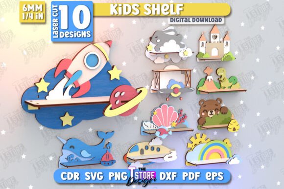Kids Shelf Laser Cut Bundle | Book Rack