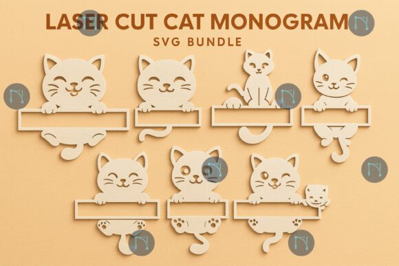 Laser Cut Cat Monogram SVG Bundle