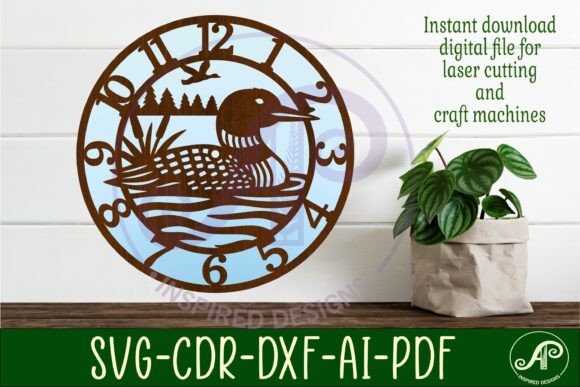 Loon Duck Clock Wall Clock Laser Cut
