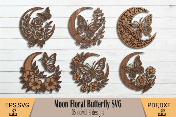 Moon Floral Butterfly SVG: Celestial Crafting Designs