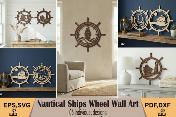 Nautical Ships Wheel Wall Art: Laser Cut Coastal Decor