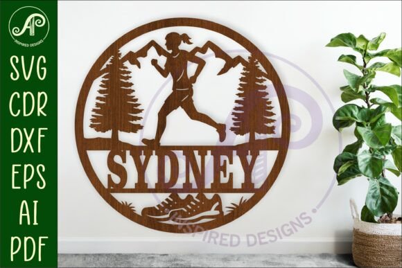 Runner Female Name Sign SVG Laser Cut Design