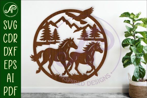 Running Horses Mountain Scene Wall Sign for Your Space