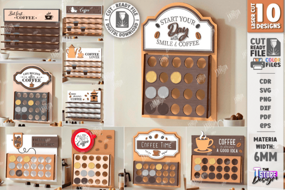 Wall Coffee Pod Holders Laser Cut Bundle